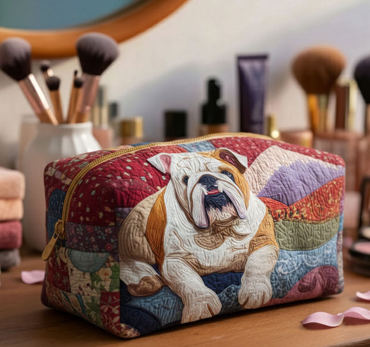 Τσαντάκι Μακιγιάζ Bulldog Cuddle με Ραφτό Σχέδιο
