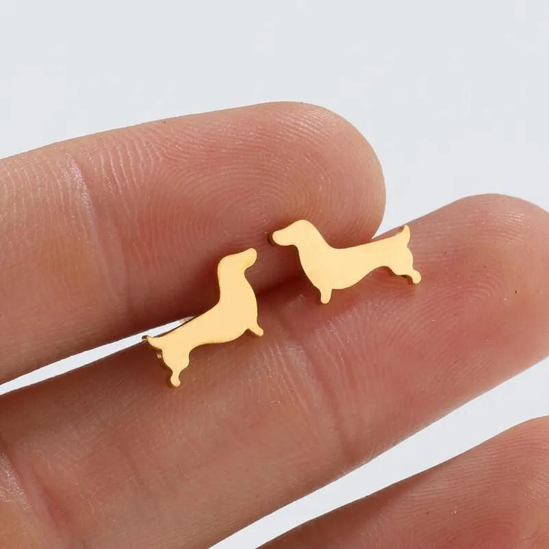 Σκουλαρίκια Dachshund – Μινιμαλιστικά Μεταλλικά Σκουλαρίκια για Φίλους των Σκύλων