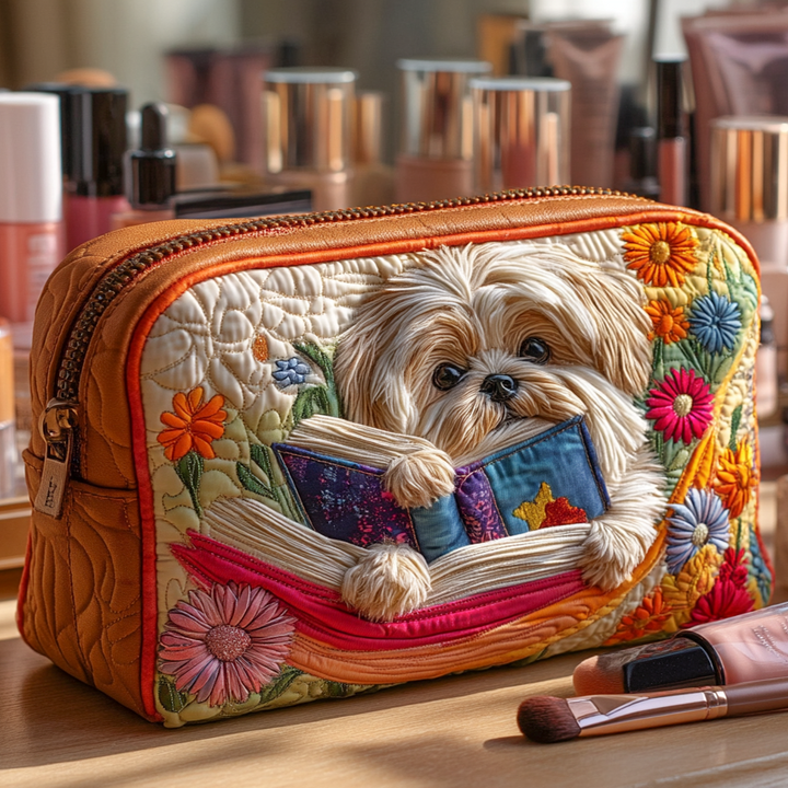 Shih Tzu Κεντημένη Τσάντα Μακιγιάζ